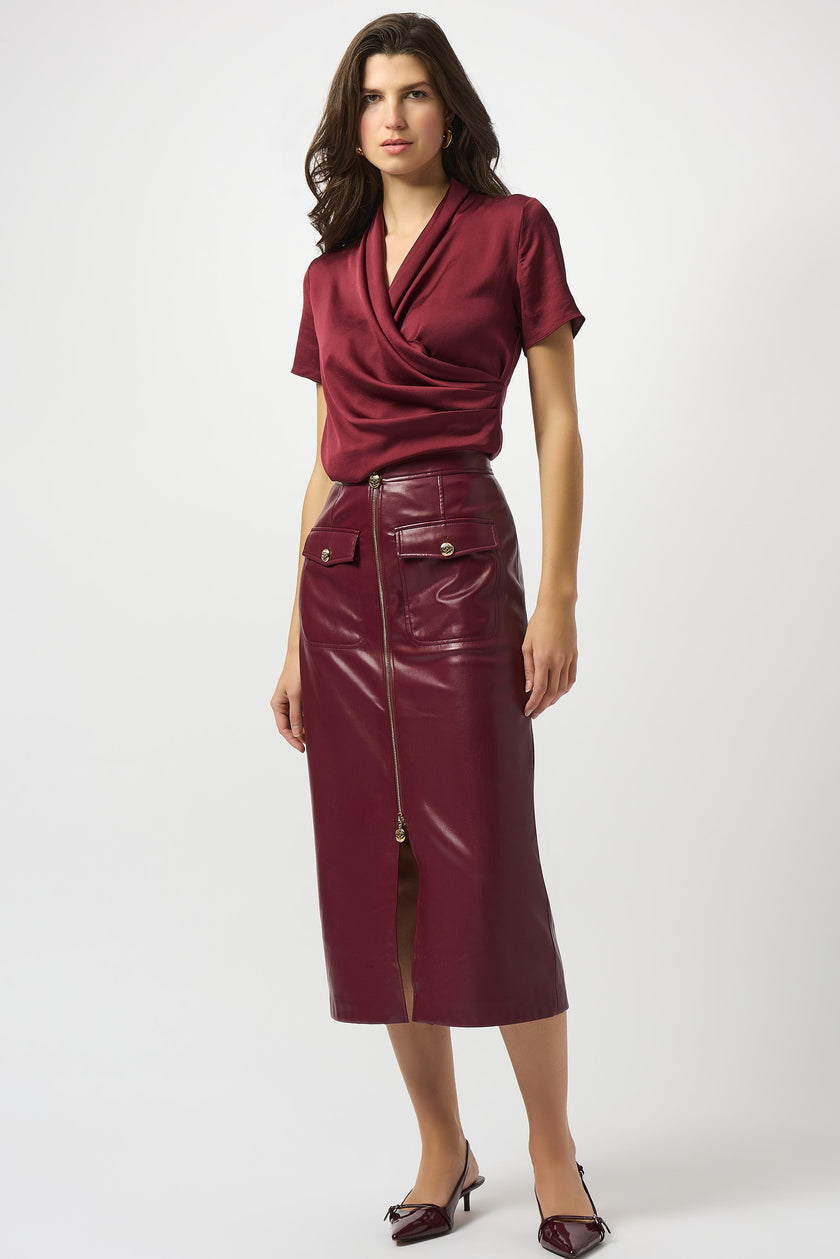LEATHERETTE LONG PENCIL SKIRT