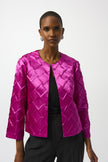 TEXTURED SATIN COLLARLESS JACKET