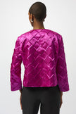 TEXTURED SATIN COLLARLESS JACKET