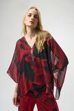 RECYCLED CHIFFON ABSTRACT PRINT PONCHO TOP