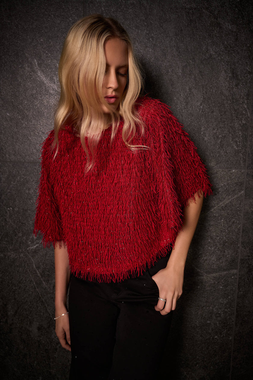 NOVELTY FRINGE BOXY  TOP