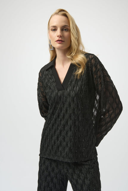 LUREX CASCADE AND SILKY KNIT BOXY TOP