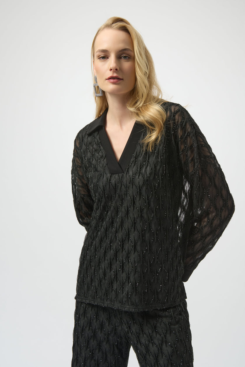 LUREX CASCADE AND SILKY KNIT BOXY TOP