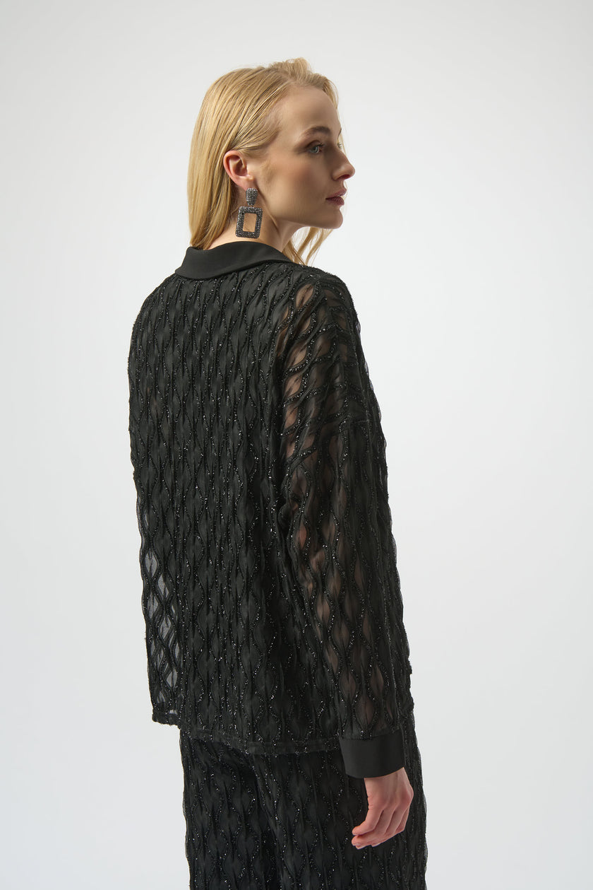 LUREX CASCADE AND SILKY KNIT BOXY TOP