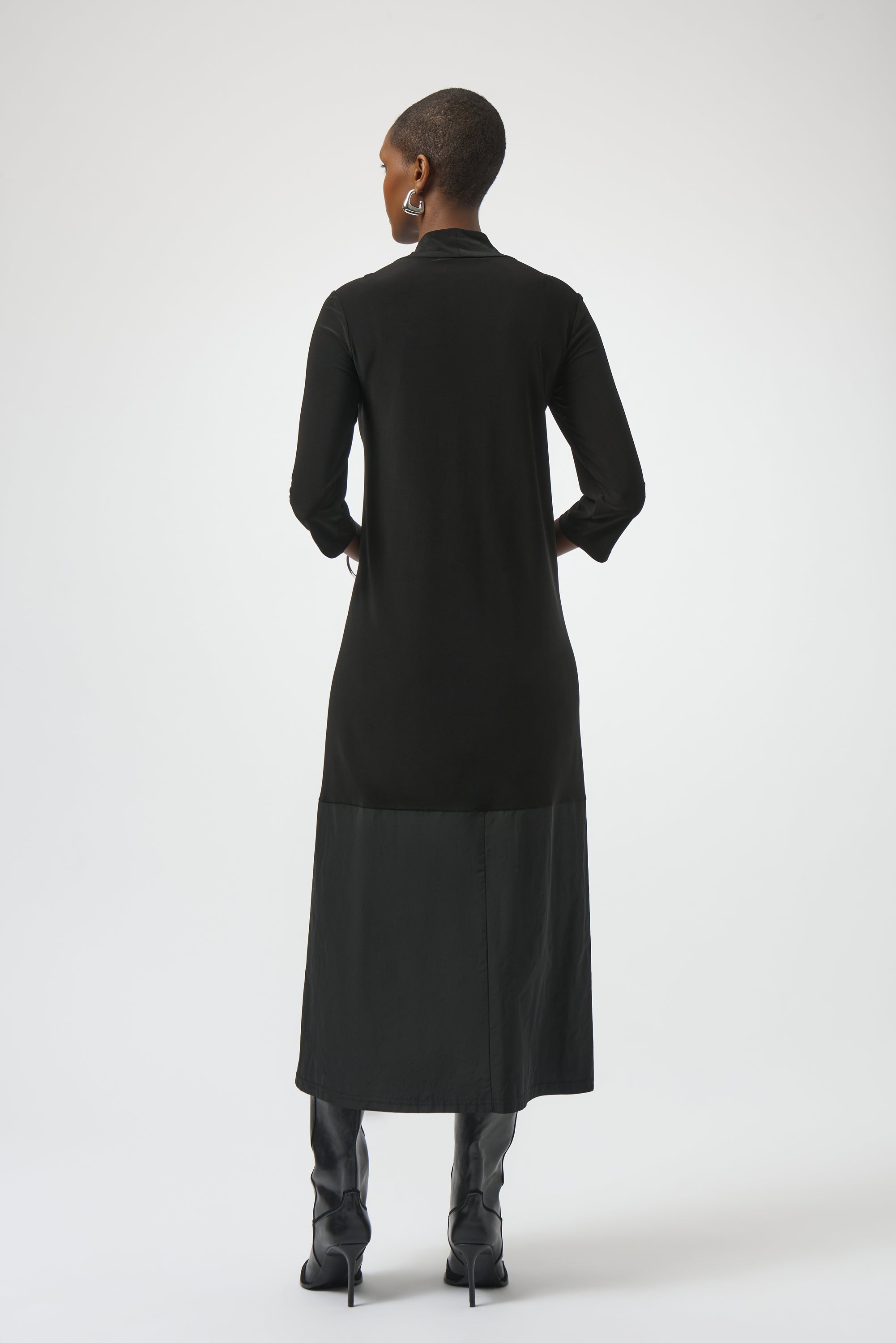 SILKY KNIT AND MEMORY TRAPEZE DRESS