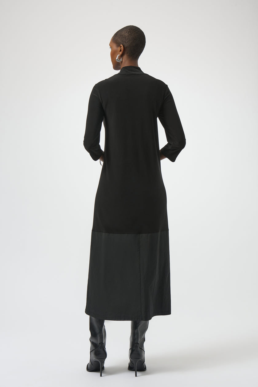 SILKY KNIT AND MEMORY TRAPEZE DRESS