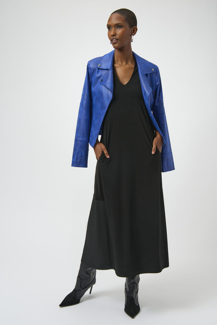 SILKY KNIT AND MEMORY TRAPEZE DRESS