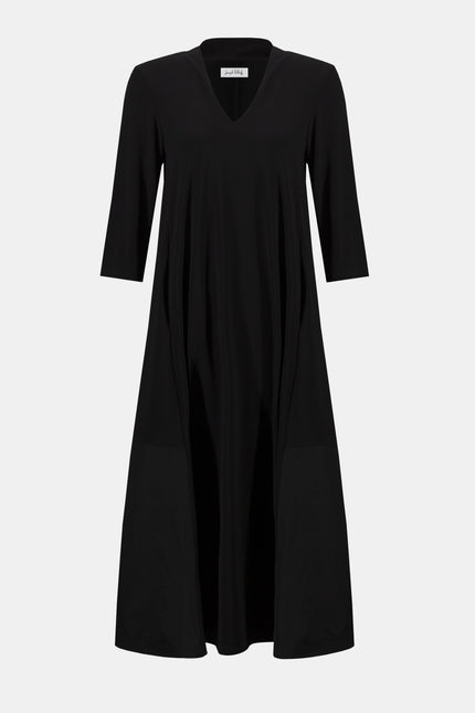 SILKY KNIT AND MEMORY TRAPEZE DRESS