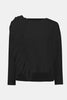 BLACK SCUBA JERSEY LONG SLEEVE RUFFLED TOP