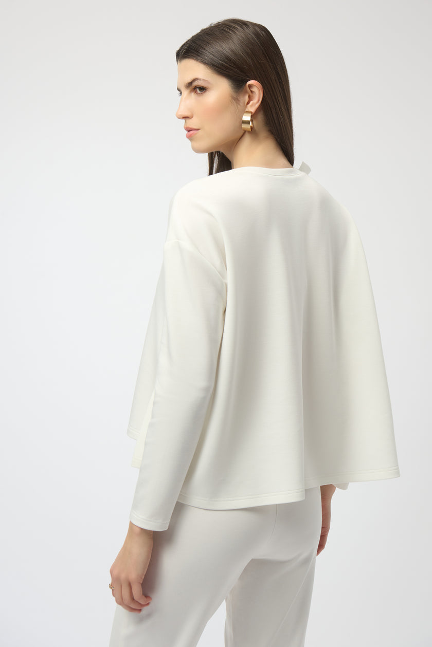 SCUBA JERSEY LONG SLEEVE RUFFLED TOP