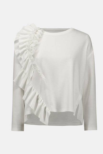 SCUBA JERSEY LONG SLEEVE RUFFLED TOP
