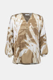 RECYCLED SATIN ABSTRACT PRINT TUNIC WITH ZIPPER DETAIL