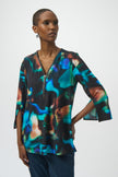 SILKY KNIT ABSTRACT PRINT FIT AND FLARE TUNIC