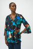 SILKY KNIT ABSTRACT PRINT FIT AND FLARE TUNIC