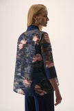JACQUARD ORGANZA FLORAL PRINT SWING JACKET