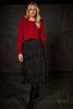 PLEATED PENCIL SKIRT WITH TIERED FRINGES