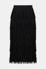 PLEATED PENCIL SKIRT WITH TIERED FRINGES