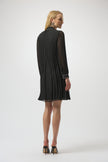 PLEATED CHIFFON ALINE DRESS WITH NECK TIE