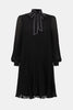 PLEATED CHIFFON ALINE DRESS WITH NECK TIE