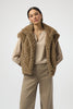 CHEVRON FAUX FUR MOCK NECK VEST