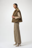 CHEVRON FAUX FUR MOCK NECK VEST