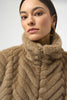 CHEVRON FAUX FUR MOCK NECK VEST