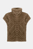 CHEVRON FAUX FUR MOCK NECK VEST