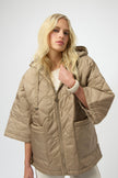 WOVEN DIAMOND QUILT HOODED OUTDOOR JACKET