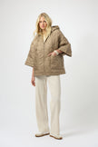 WOVEN DIAMOND QUILT HOODED OUTDOOR JACKET