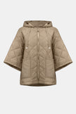 WOVEN DIAMOND QUILT HOODED OUTDOOR JACKET
