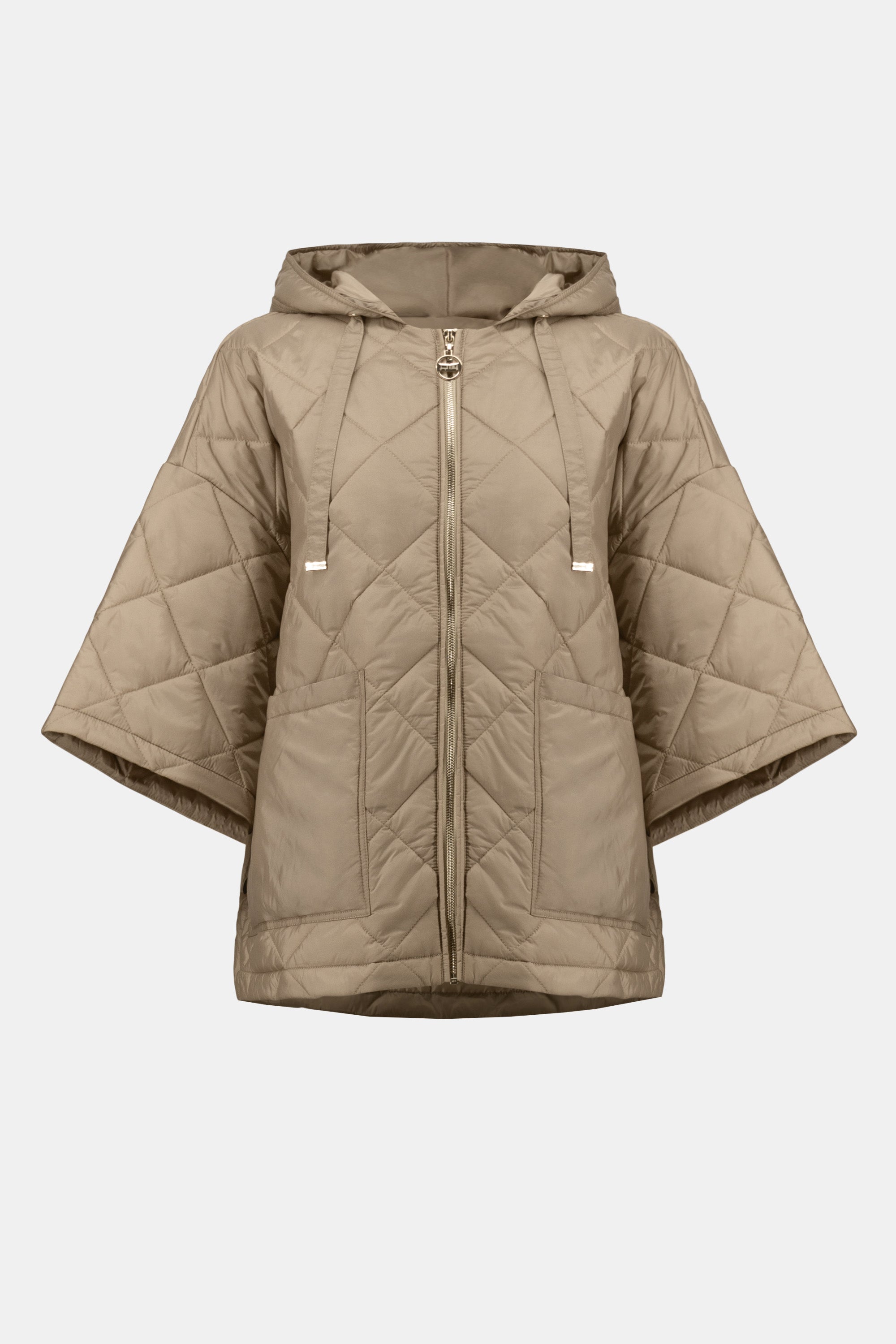 WOVEN DIAMOND QUILT HOODED OUTDOOR JACKET
