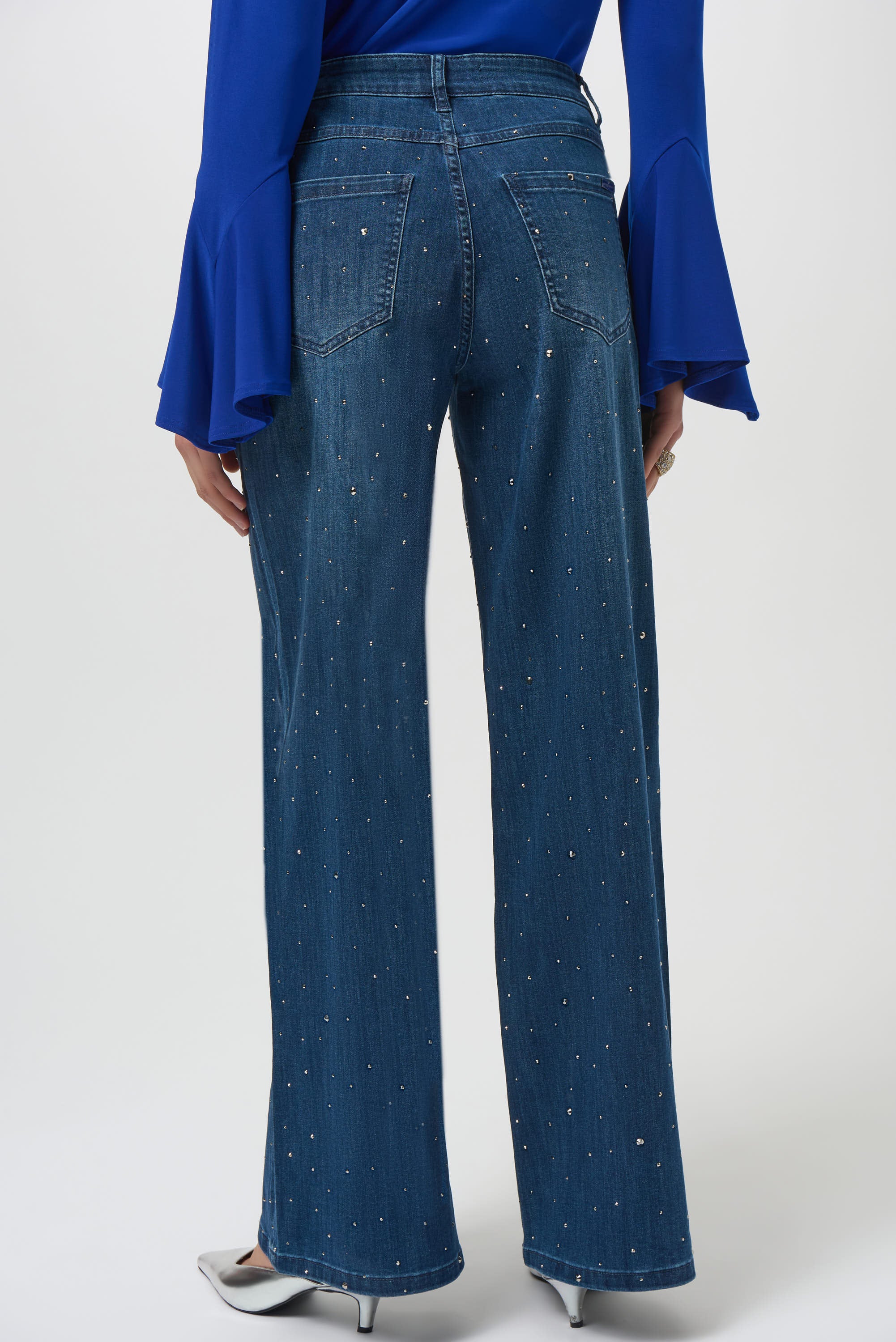 CLASSIC WIDE LEG JEANS WITH RHINESTONES