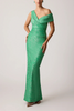 ASYMMETRICAL PORTRAIT JACQUARD EVENING GOWN