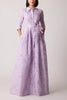 METALLIC ORGANZA SHIRTWAIST GOWN WITH BRANCH MOTIF
