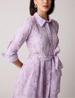 METALLIC ORGANZA SHIRTWAIST GOWN WITH BRANCH MOTIF