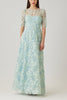 TULLE 3D PETAL ElBOW SLEEVE GOWN