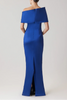 STRETCH MIKADO ASYMMETRICAL OFF THE SHOULDER CUFF GOWN