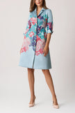 JACQUARD FLORAL PLACEMENT COAT DRESS