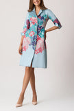 JACQUARD FLORAL PLACEMENT COAT DRESS