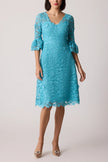 3D FLOWER CROCHET LACE DRESS WITH FLOUNCE CUFFS