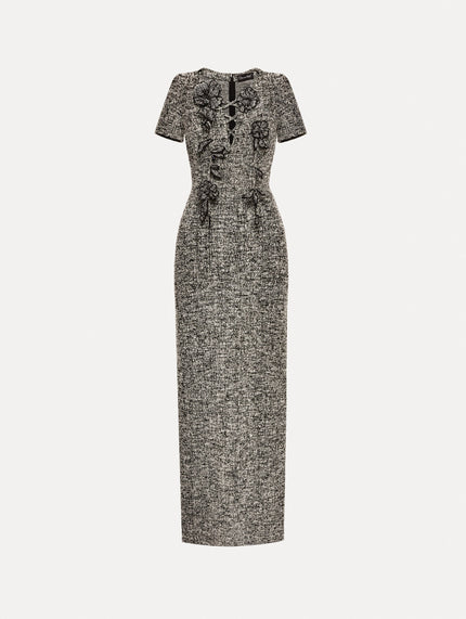 BOUCLE JERSEY TWEED DRESS