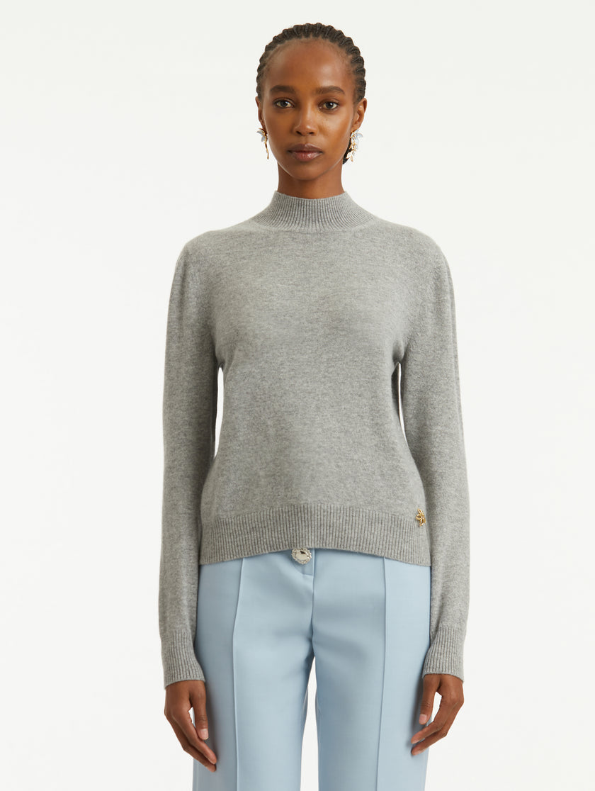 O FLOWER WOOL PULLOVER WITH SCARF