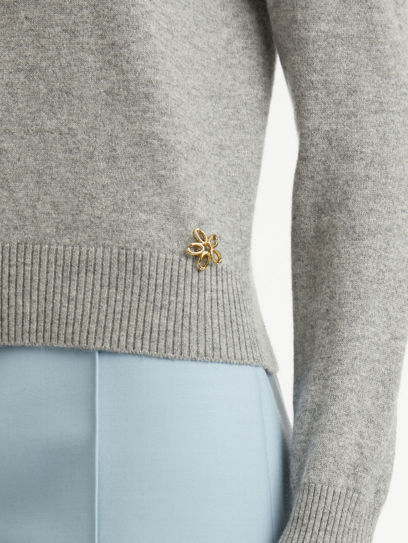 O FLOWER WOOL PULLOVER WITH SCARF