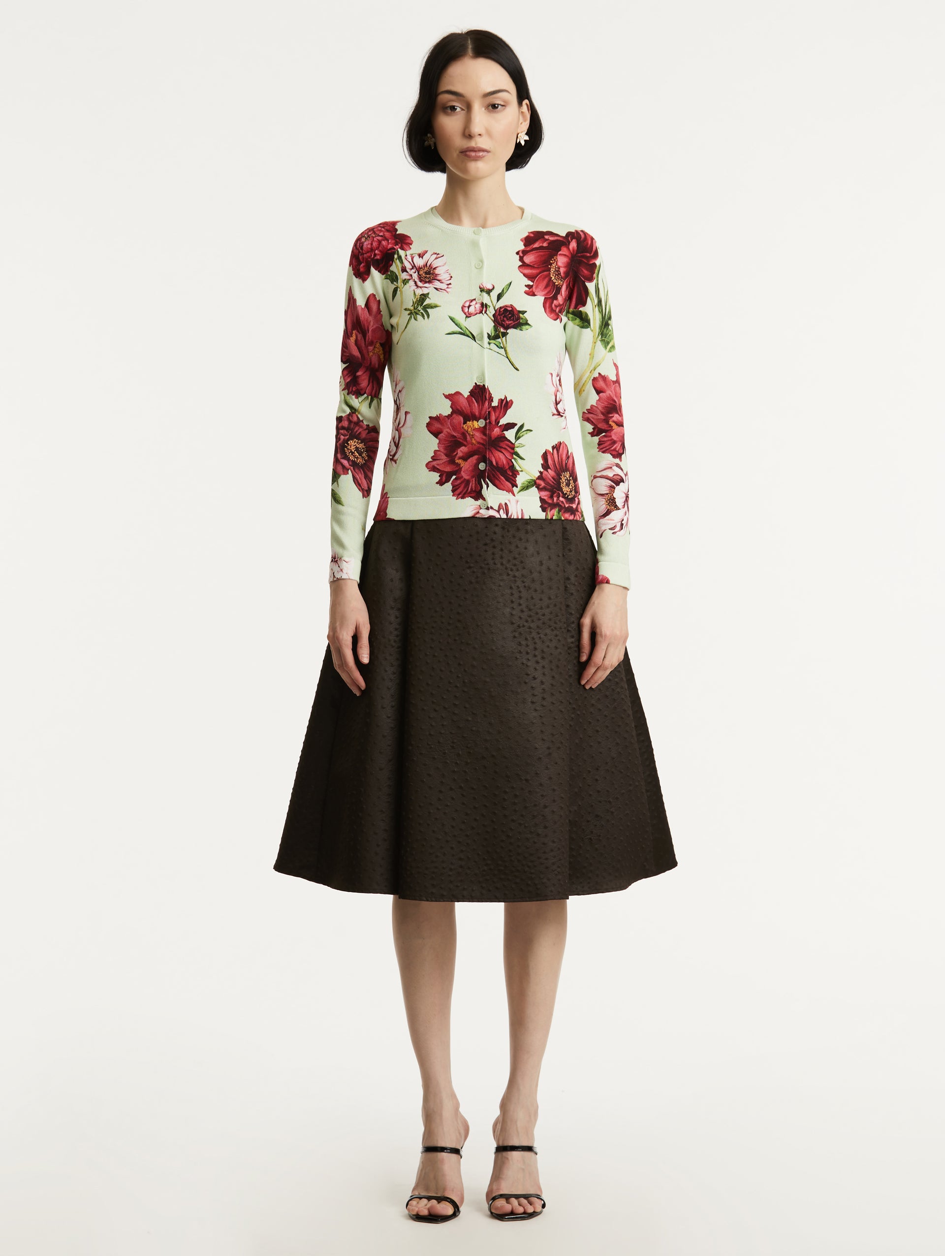 LONG SLEEVE PEONY PRINTED CARDIGAN