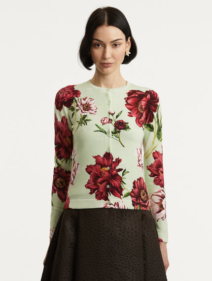 LONG SLEEVE PEONY PRINTED CARDIGAN