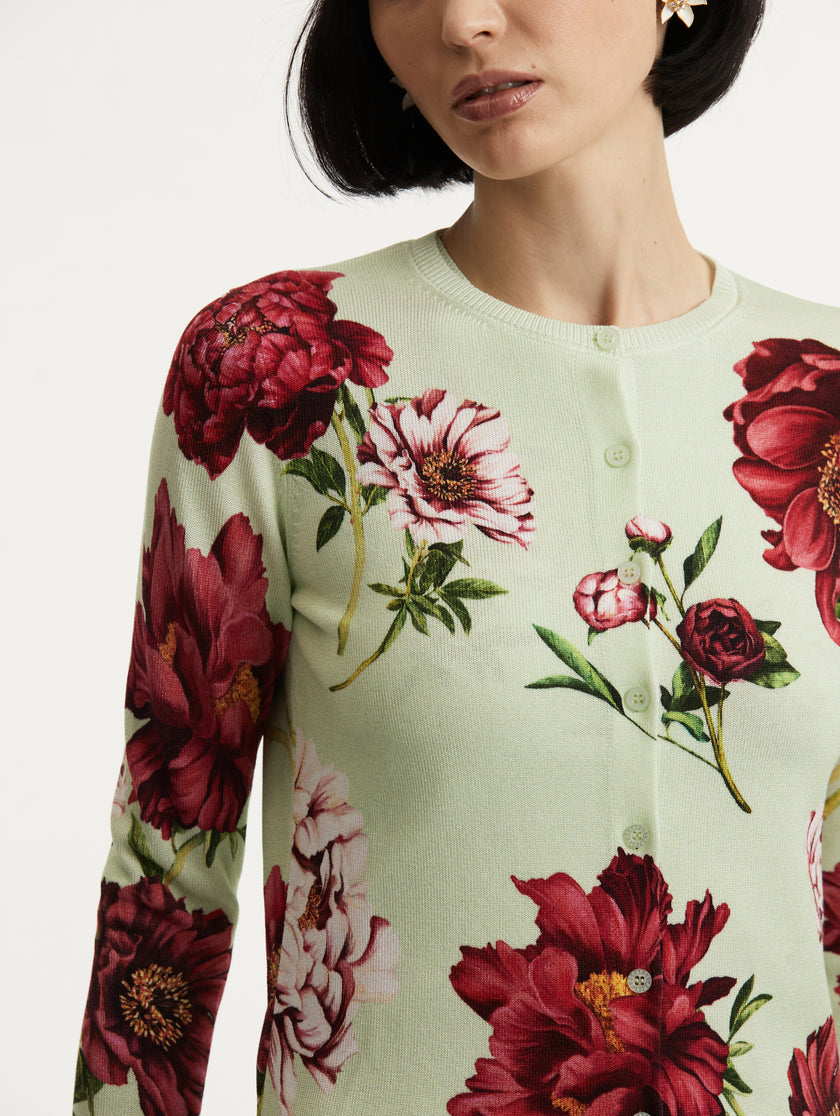 LONG SLEEVE PEONY PRINTED CARDIGAN