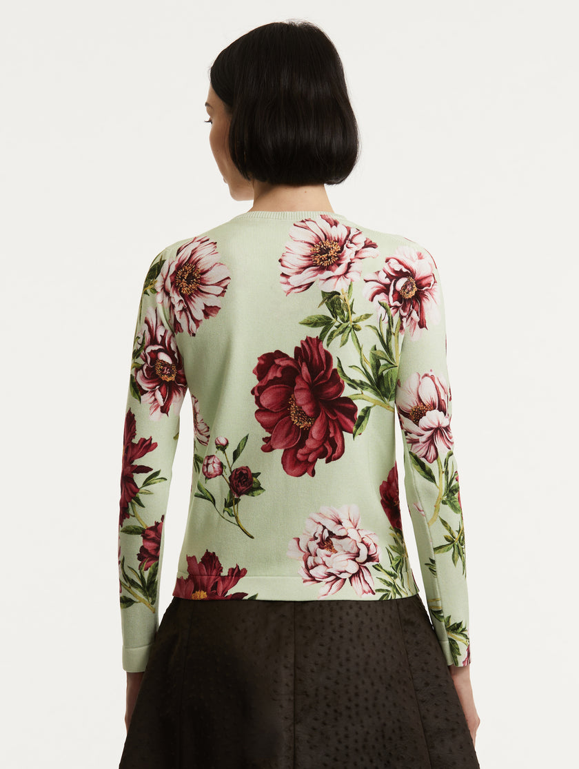 LONG SLEEVE PEONY PRINTED CARDIGAN