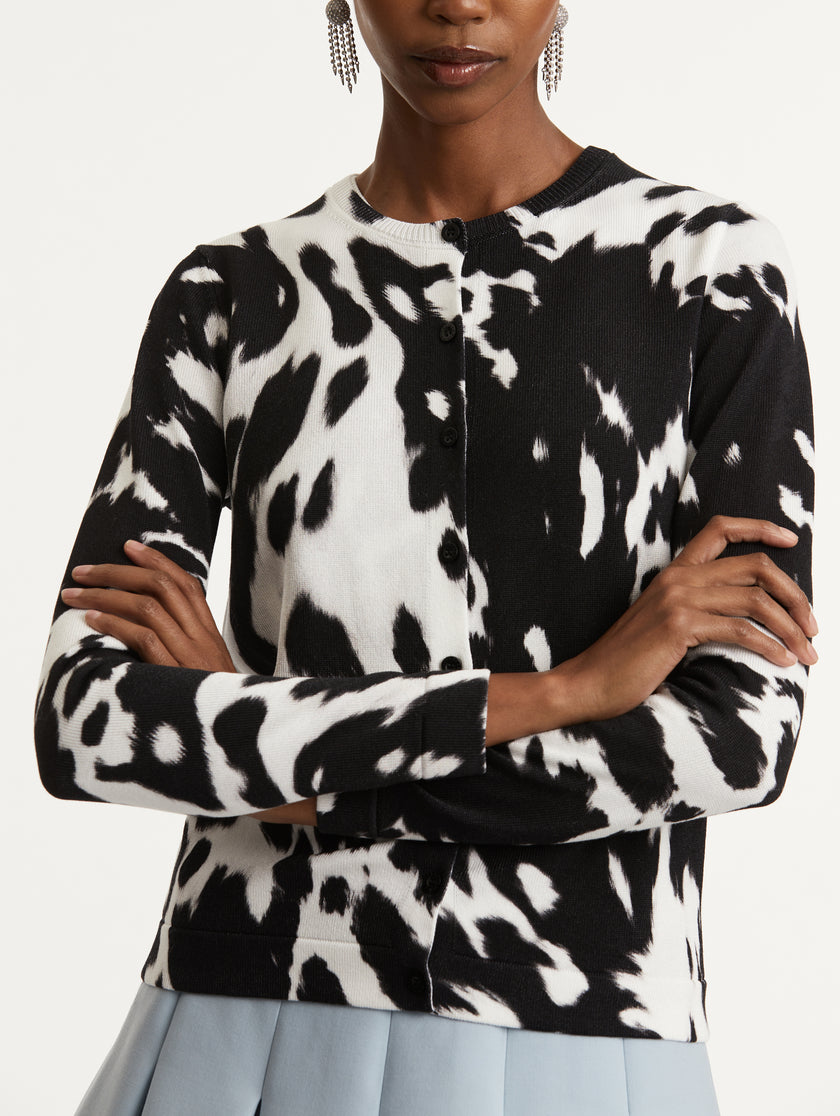 COWHIDE PRINTED CARDIGAN