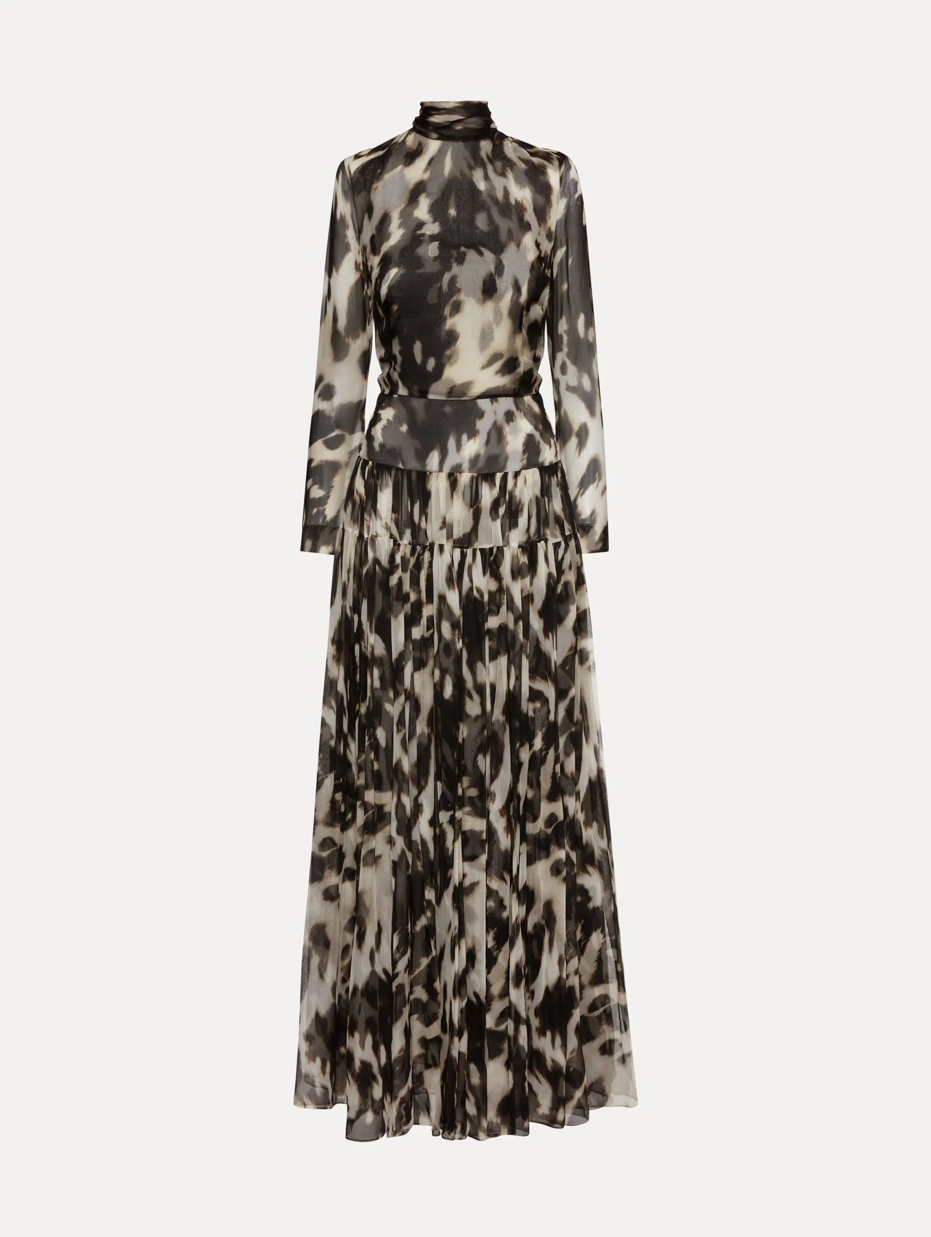 COWHIDE PRINTED SILK CHIFFON DRESS