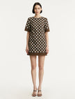SHORT SLEEVE DOUBLE FACE STRETCH WOOL SHIFT DRESS